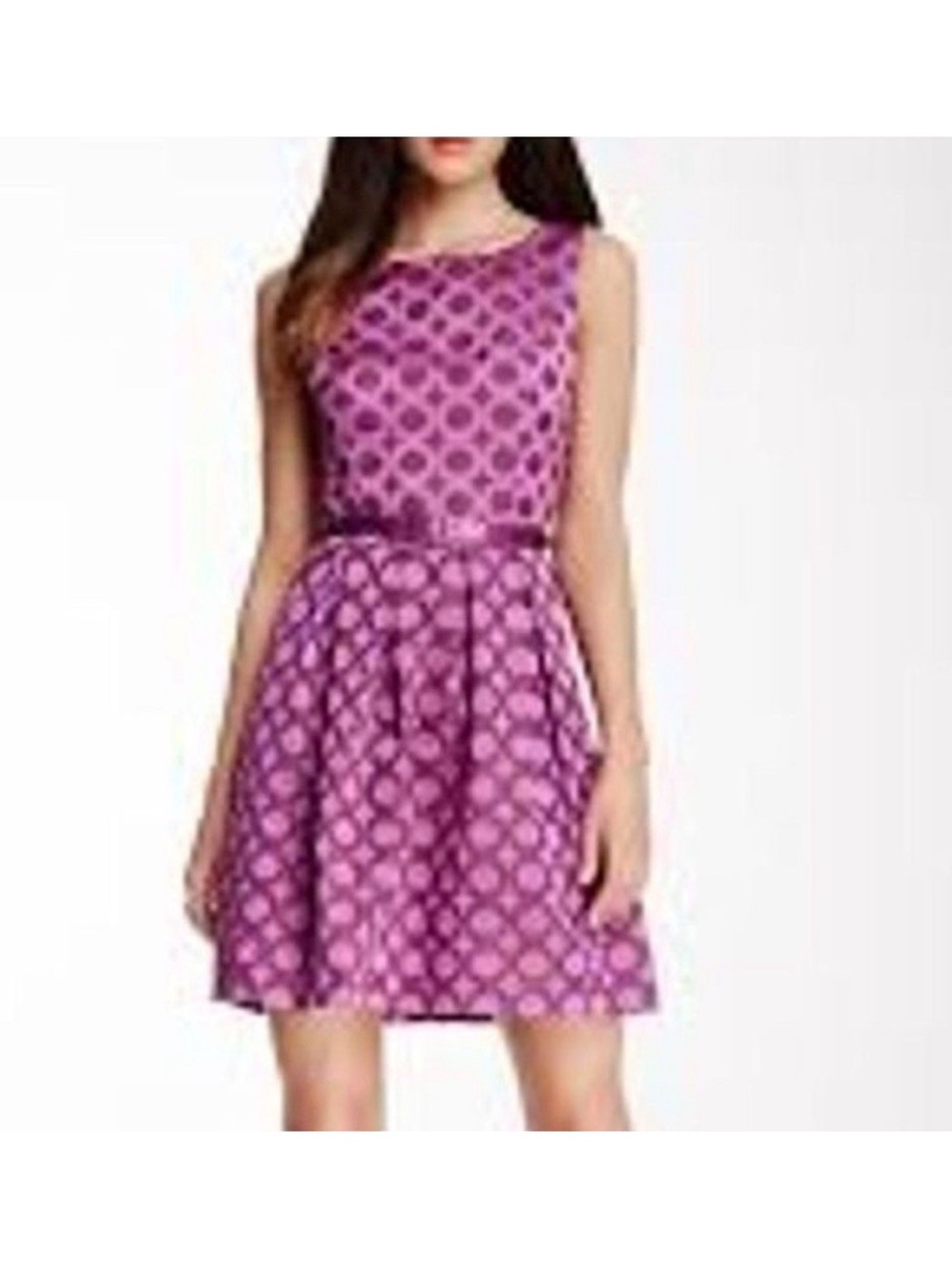 Trina Turk Stacking Circles Purple Sleeveless Dress with Belt Size 10